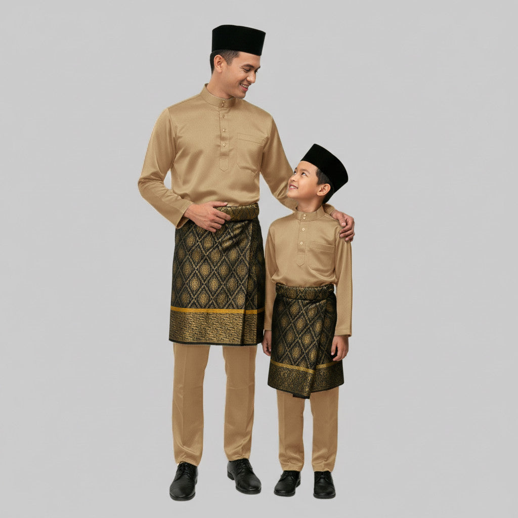 KAMDAR Tema Earth & Kuning Elmeno Baju Melayu Cekak Musang Budak Lelaki