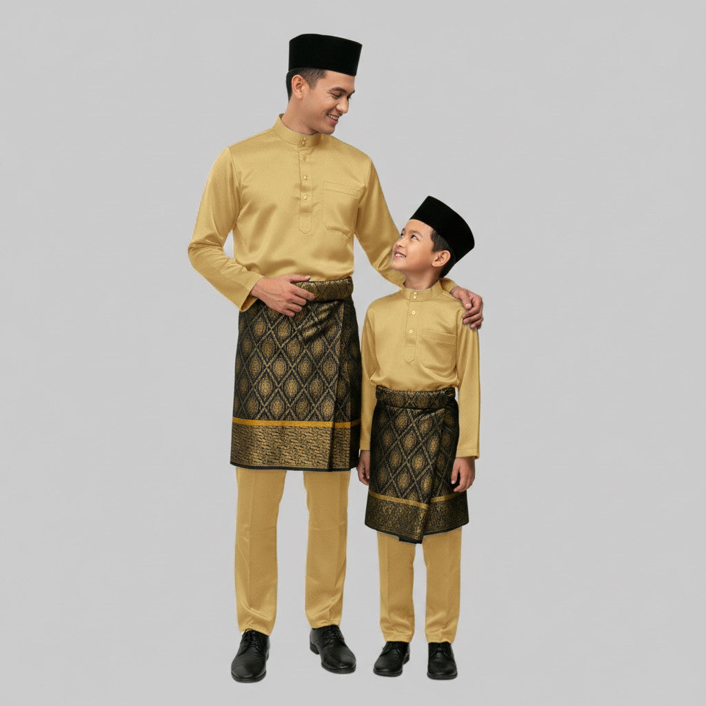 KAMDAR Tema Earth & Kuning Elmeno Baju Melayu Cekak Musang Budak Lelaki