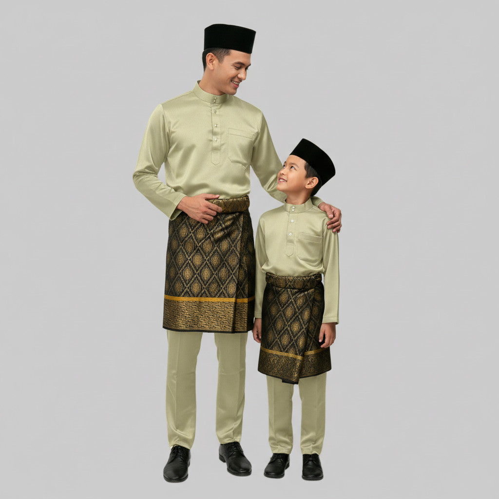 KAMDAR Tema Earth & Kuning Elmeno Baju Melayu Cekak Musang Budak Lelaki