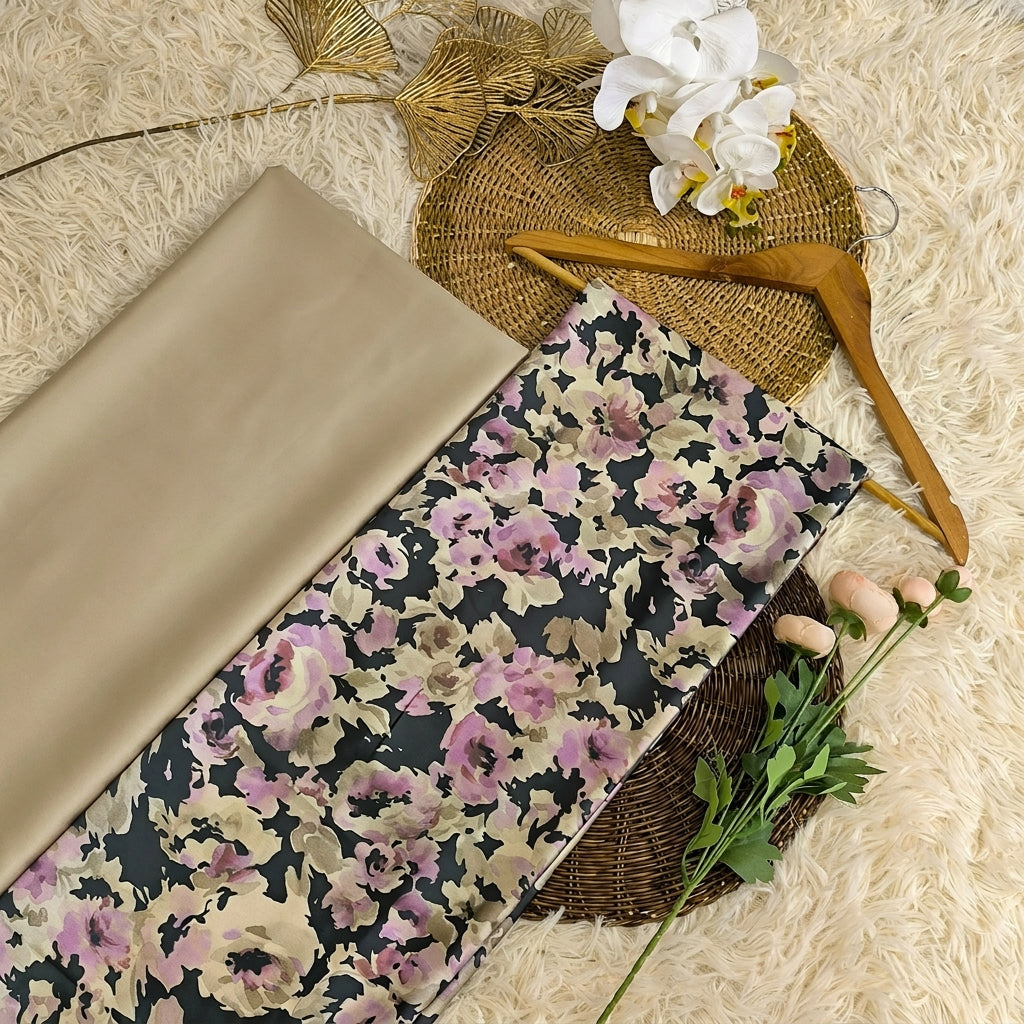 Matelda & Zander Set Kain Acetate – Floral Digital (2m + 2m)