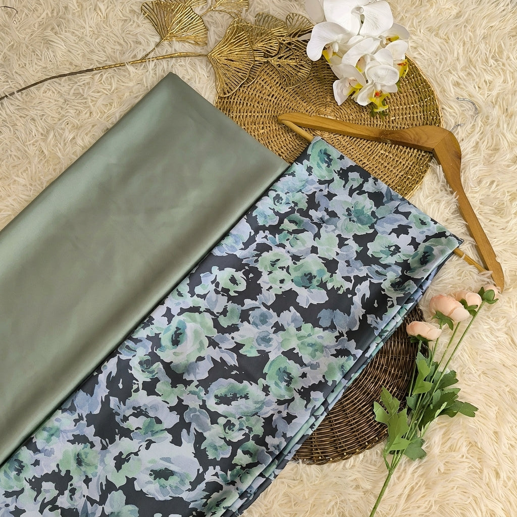 Matelda & Zander Set Kain Acetate – Floral Digital (2m + 2m)