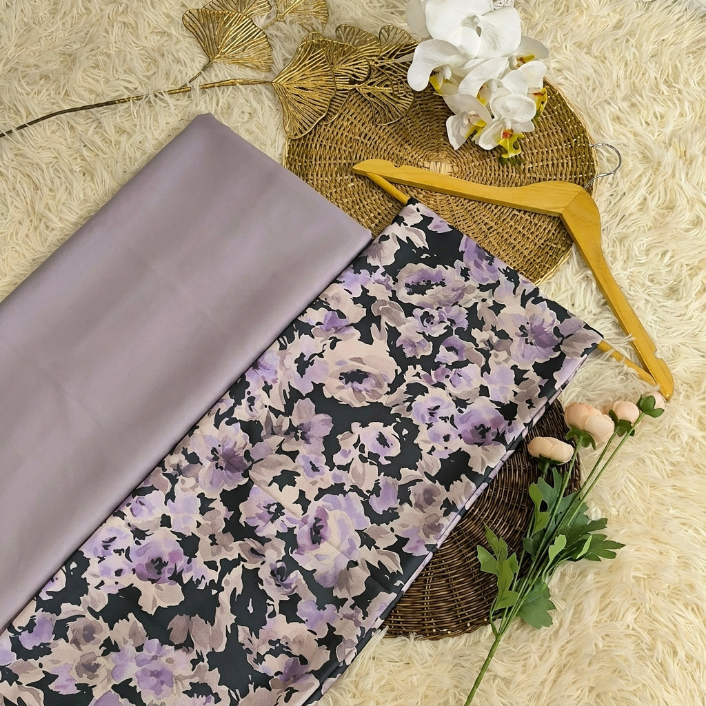 Matelda & Zander Set Kain Acetate – Floral Digital (2m + 2m)