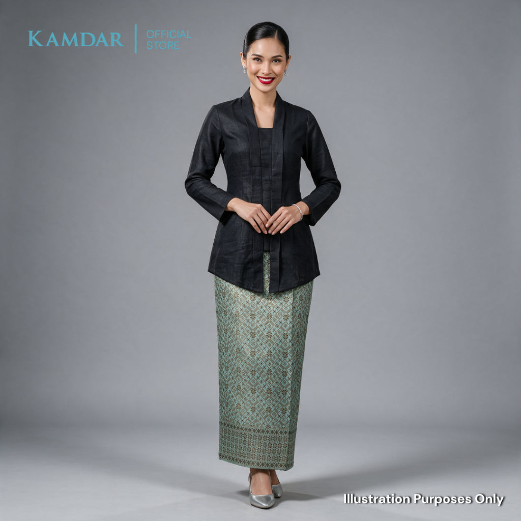 KAMDAR – Beatrice Songket Skirt Wanita | Corak Petak Berlian Benang Emas | Premium | Raya | S-2XL