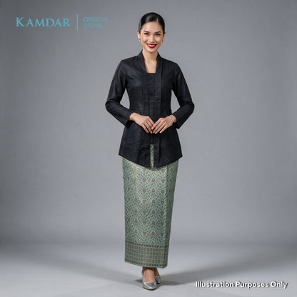 KAMDAR – Beatrice Songket Skirt Wanita | Corak Petak Berlian Benang Emas | Premium | Raya | S-2XL