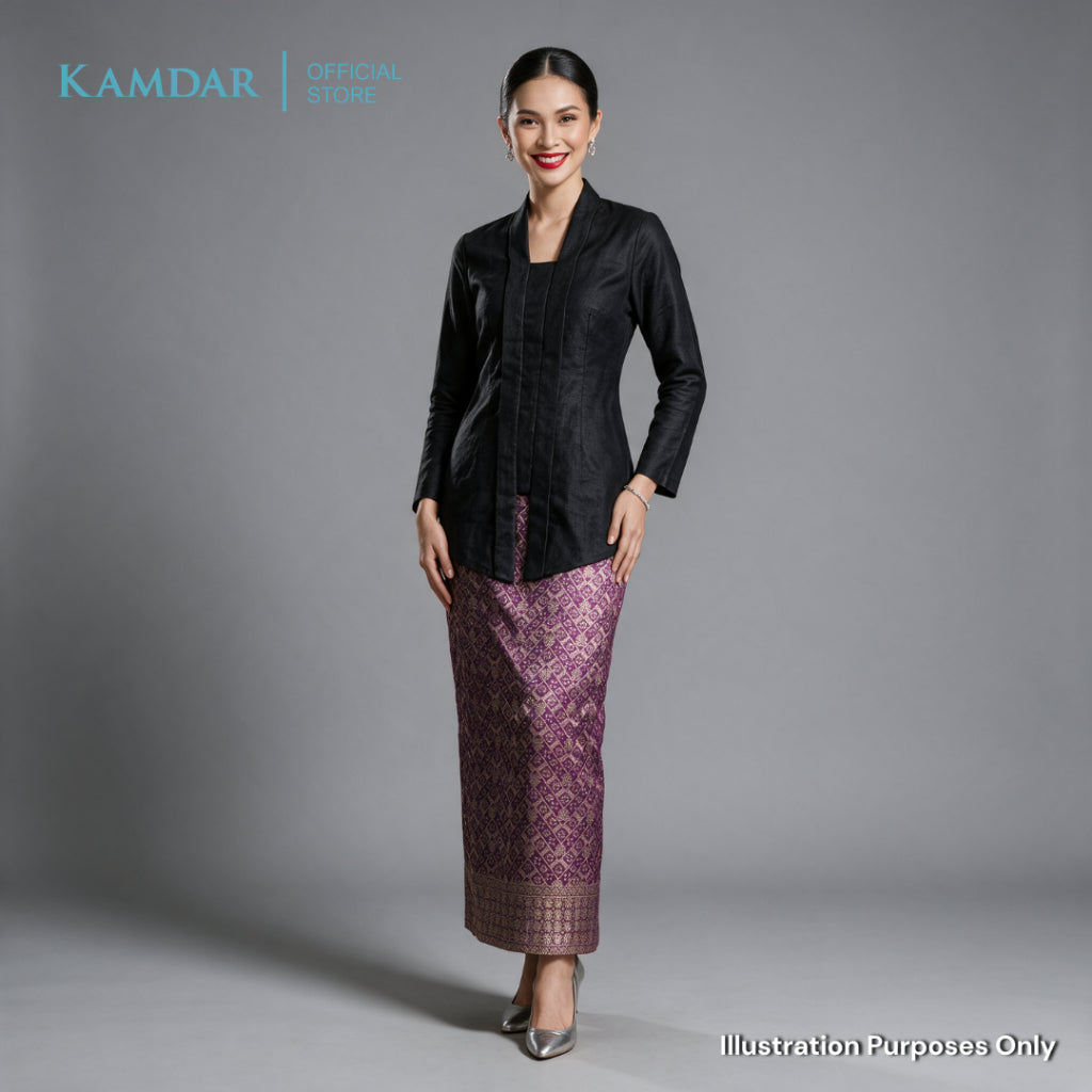 KAMDAR – Beatrice Songket Skirt Wanita | Corak Petak Berlian Benang Emas | Premium | Raya | S-2XL