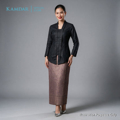 KAMDAR – Beatrice Songket Skirt Wanita | Corak Petak Berlian Benang Emas | Premium | Raya | S-2XL
