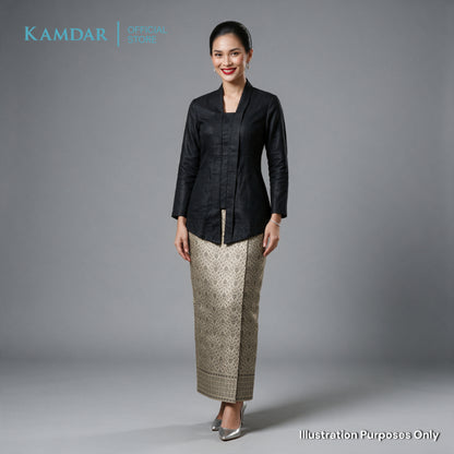 KAMDAR – Beatrice Songket Skirt Wanita | Corak Petak Berlian Benang Emas | Premium | Raya | S-2XL