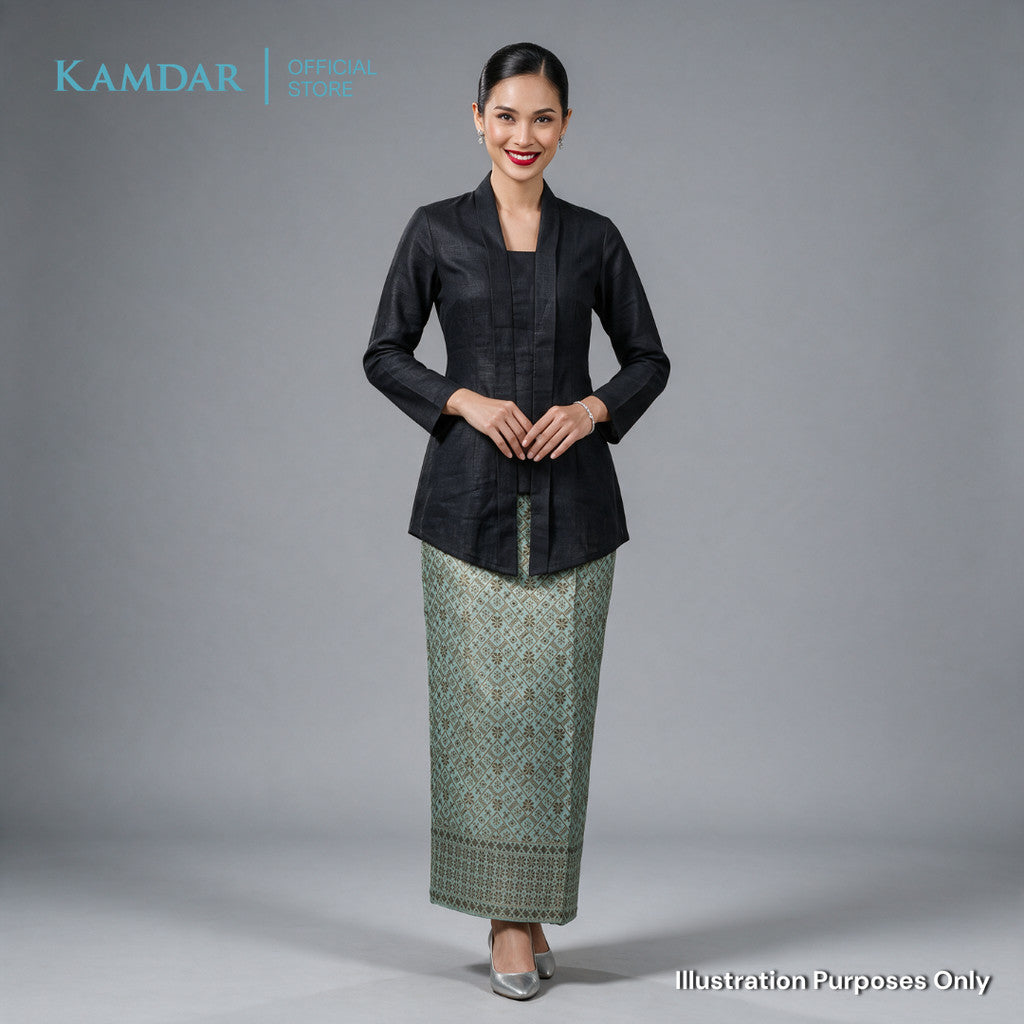 KAMDAR – Beatrice Songket Skirt Wanita | Corak Petak Berlian Benang Emas | Premium | Raya | S-2XL