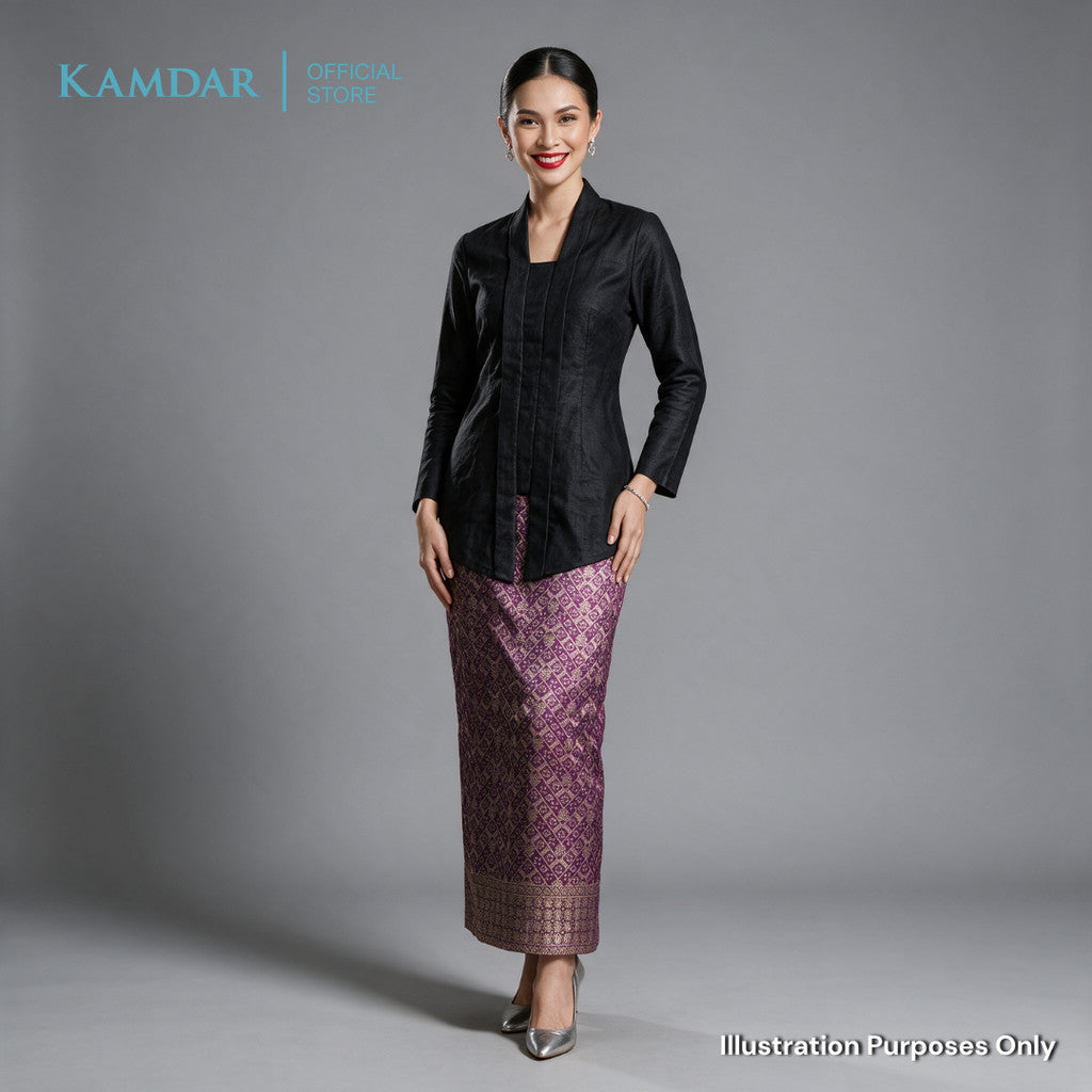 KAMDAR – Beatrice Songket Skirt Wanita | Corak Petak Berlian Benang Emas | Premium | Raya | S-2XL