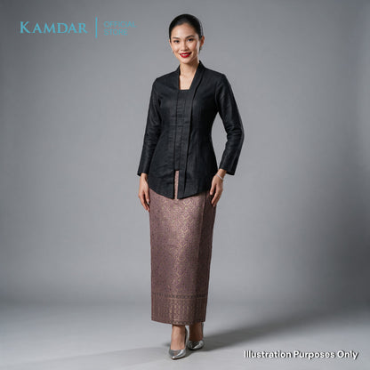KAMDAR – Beatrice Songket Skirt Wanita | Corak Petak Berlian Benang Emas | Premium | Raya | S-2XL