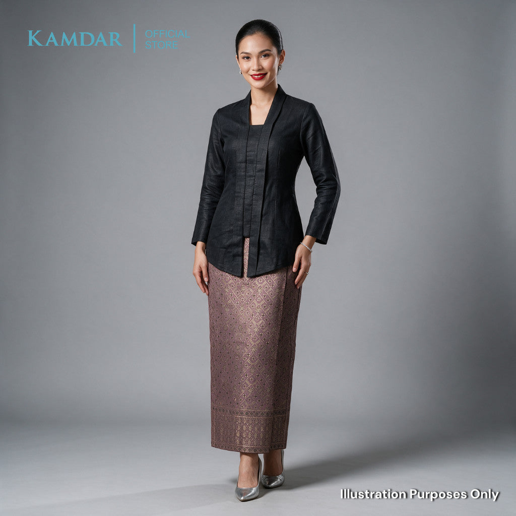KAMDAR – Beatrice Songket Skirt Wanita | Corak Petak Berlian Benang Emas | Premium | Raya | S-2XL