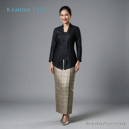 KAMDAR – Beatrice Songket Skirt Wanita | Corak Petak Berlian Benang Emas | Premium | Raya | S-2XL