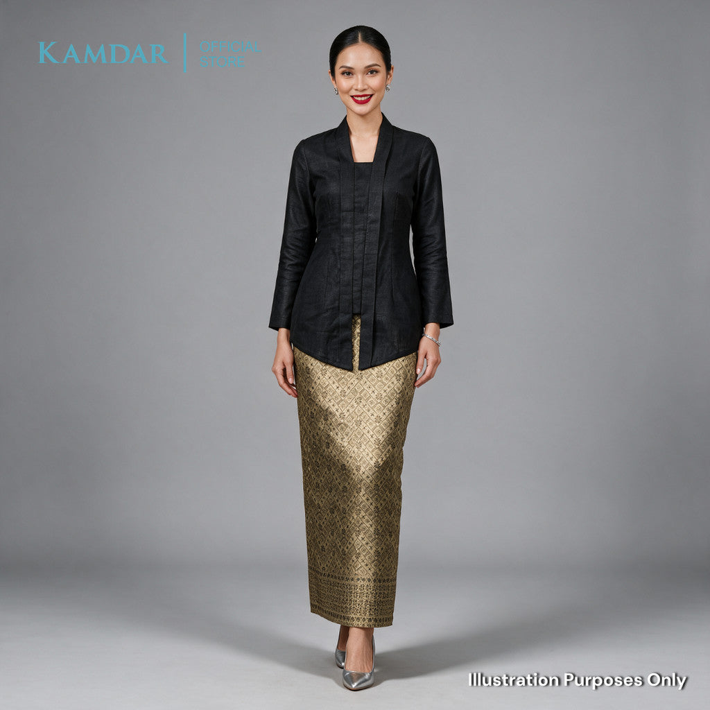 KAMDAR – Beatrice Songket Skirt Wanita | Corak Petak Berlian Benang Emas | Premium | Raya | S-2XL