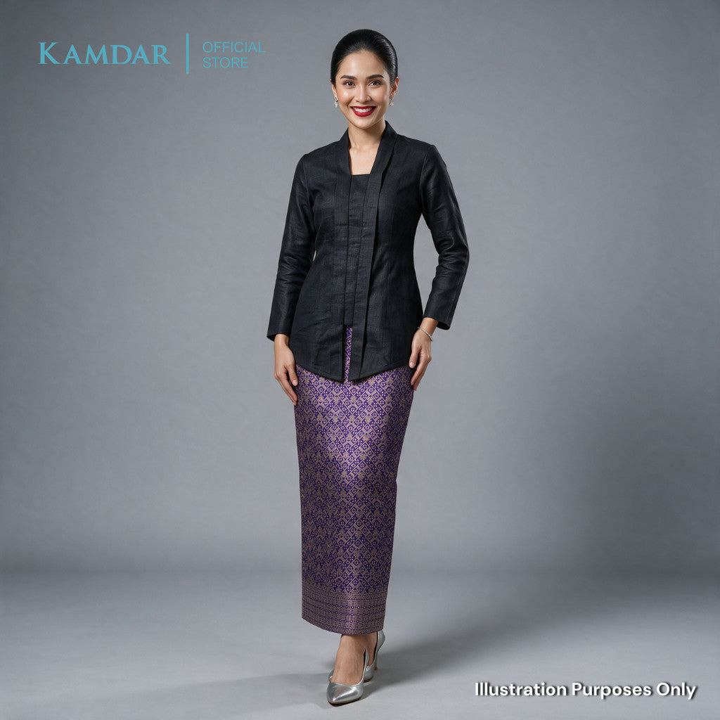 KAMDAR – Beatrice Songket Skirt Wanita | Corak Petak Berlian Benang Emas | Premium | Raya | S-2XL