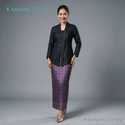 KAMDAR – Beatrice Songket Skirt Wanita | Corak Petak Berlian Benang Emas | Premium | Raya | S-2XL