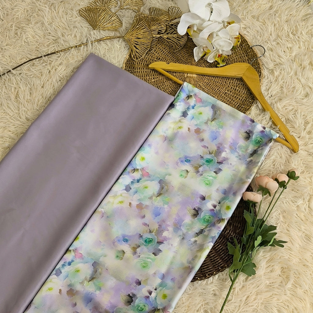 KAMDAR – Matelda & Zander Acetate Kain Pasang Mix & Match 2M+2M | Sulaman Pastel Elegan