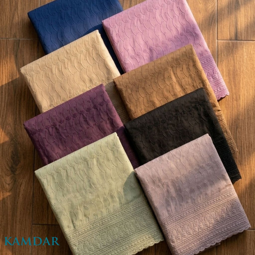 KAMDAR – Seri Aurora Kilauan Micro Two Tone Embroidery Kain Pasang (2M / 4M)