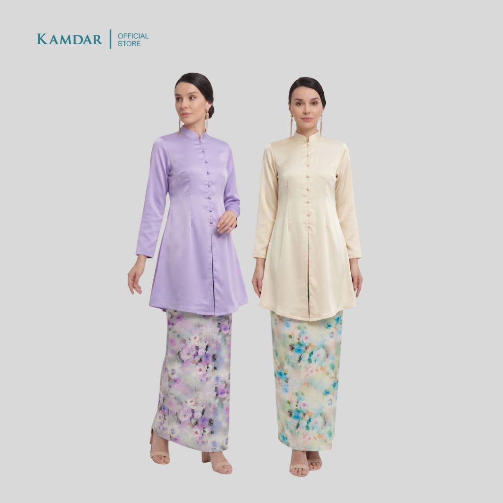 KAMDAR – Matelda & Zander Acetate Kain Pasang Mix & Match 2M+2M | Sulaman Pastel Elegan