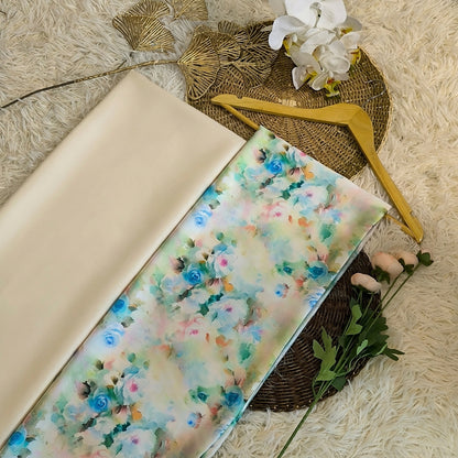 KAMDAR – Matelda & Zander Acetate Kain Pasang Mix & Match 2M+2M | Sulaman Pastel Elegan