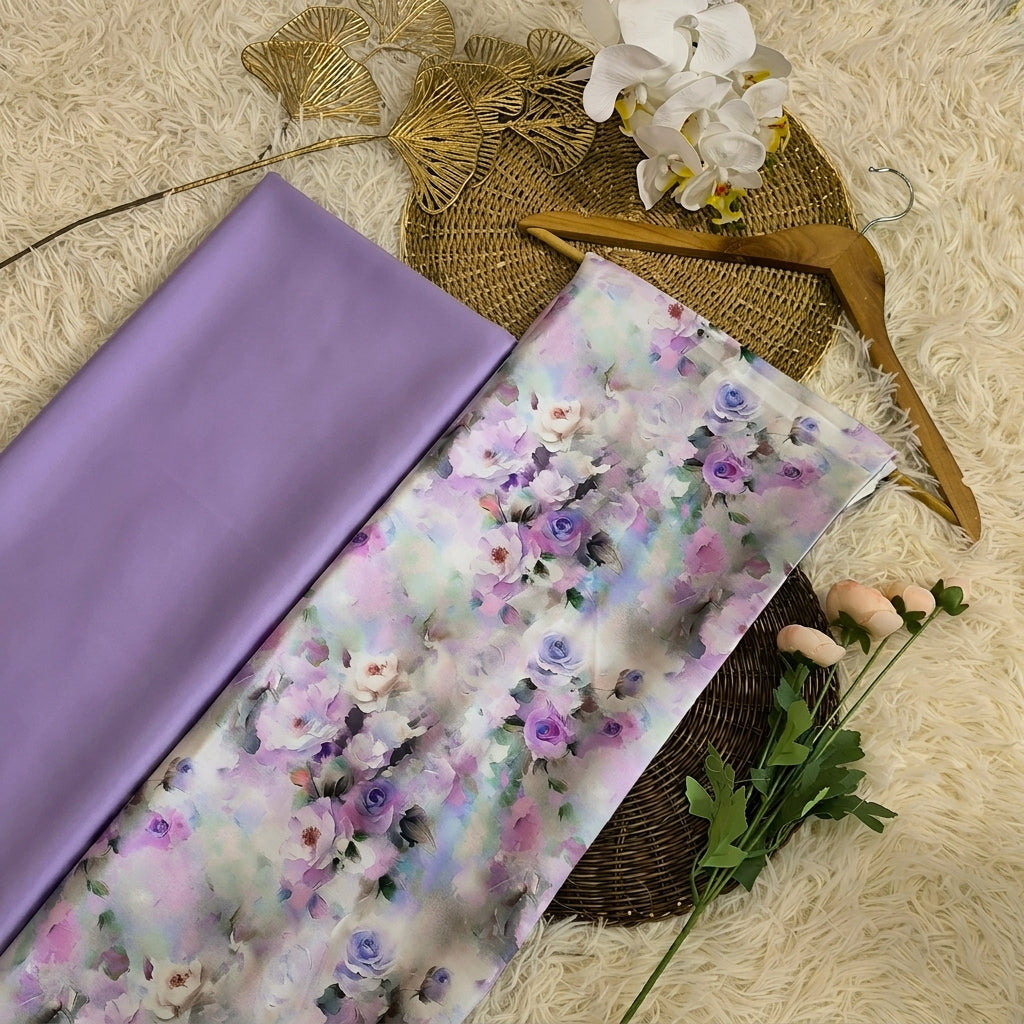 KAMDAR – Matelda & Zander Acetate Kain Pasang Mix & Match 2M+2M | Sulaman Pastel Elegan