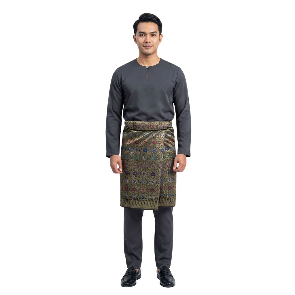 KAMDAR Riaz Sampin Original Lelaki 36” x 2.25m – 100% Tenun Synthetic Silk | Corak Klasik Melayu
