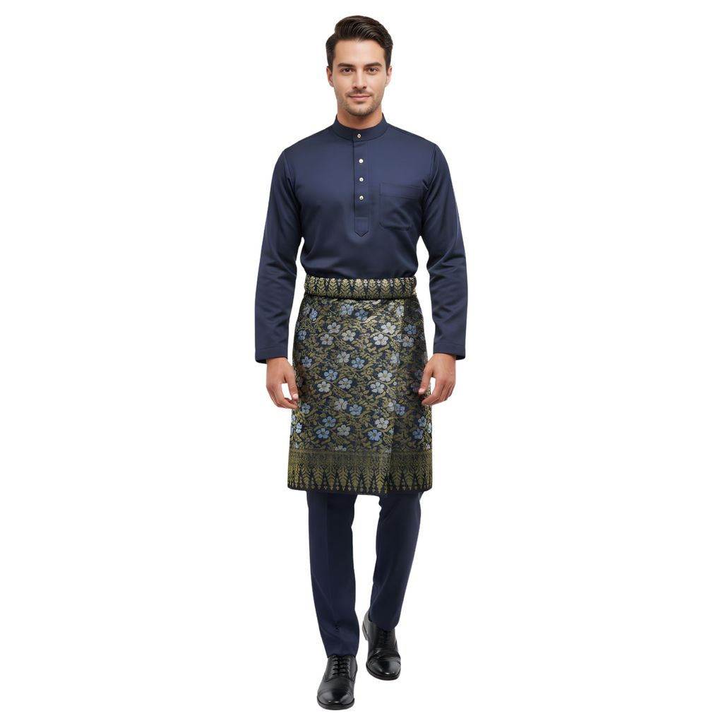 KAMDAR Riaz Sampin Original Lelaki 36” x 2.25m – 100% Tenun Synthetic Silk | Corak Klasik Melayu