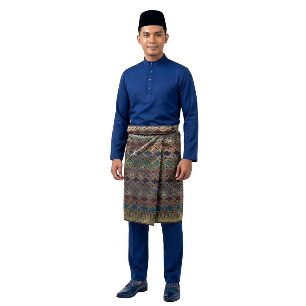 KAMDAR Riaz Sampin Original Lelaki 36” x 2.25m – 100% Tenun Synthetic Silk | Corak Klasik Melayu
