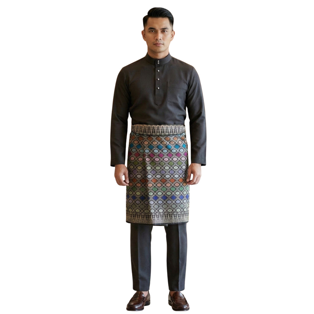 KAMDAR Riaz Sampin Original Lelaki 36” x 2.25m – 100% Tenun Synthetic Silk | Corak Klasik Melayu