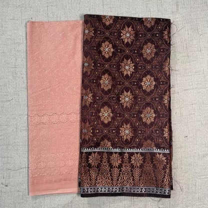 KAMDAR Combo Set Cotton Eyelet Pastel Cambric 44" Embroidery + Songket Metallic