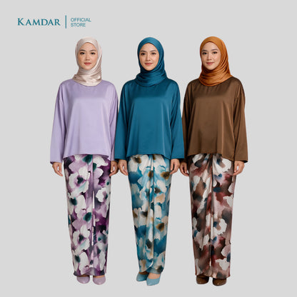 KAMDAR – Matelda & Zander Acetate Kain Pasang Mix & Match 2M+2M | Lukisan Bunga Tepi Kain