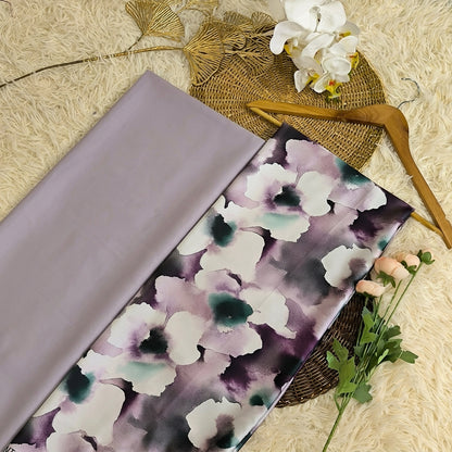 KAMDAR – Matelda & Zander Acetate Kain Pasang Mix & Match 2M+2M | Lukisan Bunga Tepi Kain
