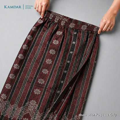 KAMDAR – Isabelle Songket Skirt Wanita | Corak Jalur & Bunga Benang Perak | Raya | Pelbagai Warna | S-2XL