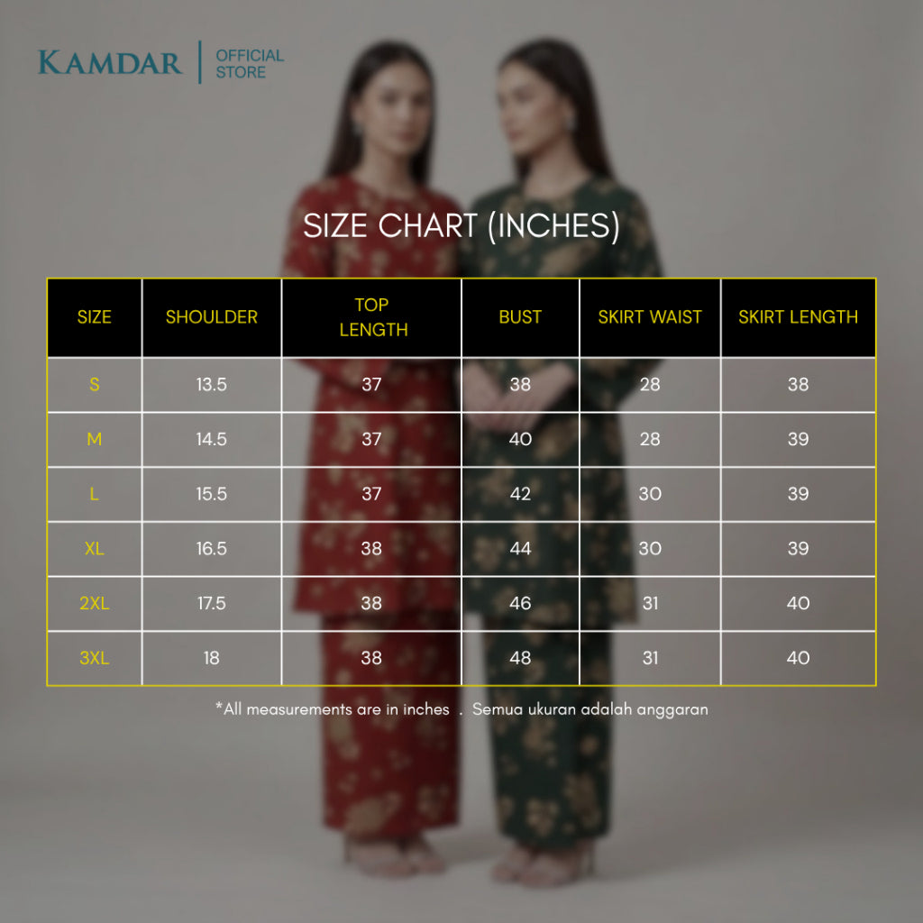 KAMDAR – Florence Baju Kurung Pahang Chaneli Premium Wanita | Set Moden Eksklusif | S-3XL