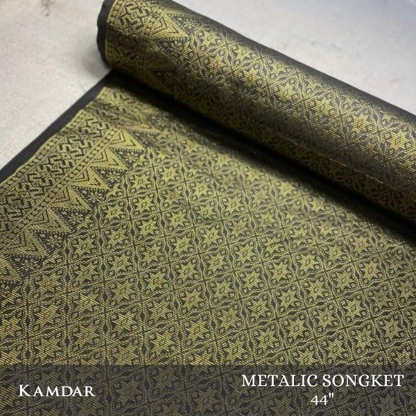 KAMDAR Songket Metallic Bintang Timur Bidang 44" Open Meter (Kain Ela) - Ironless & Tak Jarang