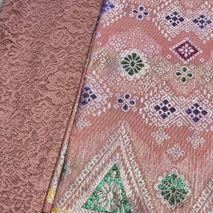 KAMDAR Combo Set Vienna Lace Bidang 58'' & Songket Pastel Bidang 44"  Kain Pasang - Ironless & Tak Jarang
