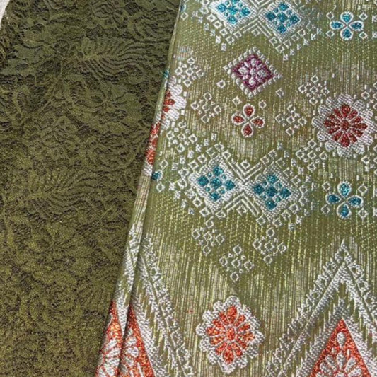 KAMDAR Combo Set Vienna Lace Bidang 58'' & Songket Pastel Bidang 44"  Kain Pasang - Ironless & Tak Jarang