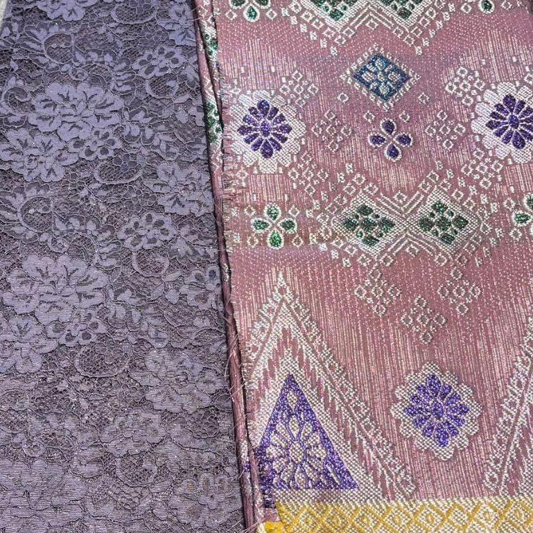 KAMDAR Combo Set Vienna Lace Bidang 58'' & Songket Pastel Bidang 44"  Kain Pasang - Ironless & Tak Jarang