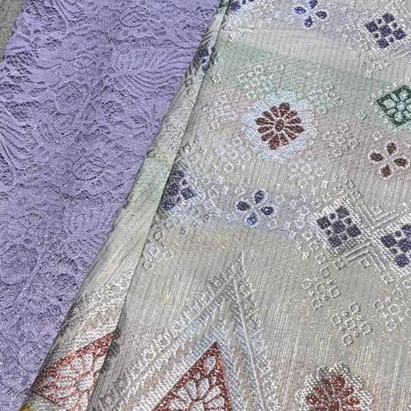 KAMDAR Combo Set Vienna Lace Bidang 58'' & Songket Pastel Bidang 44"  Kain Pasang - Ironless & Tak Jarang
