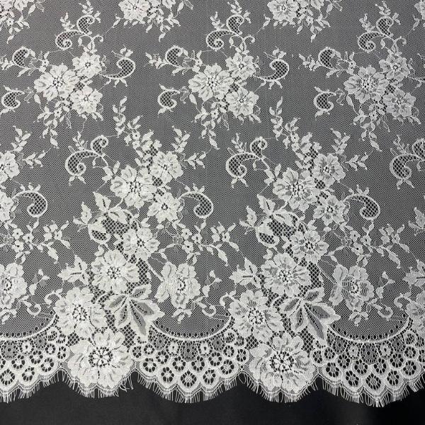 Chantilly Eyelash Lace Panel with Satin Lining – 3m, 58" Wide