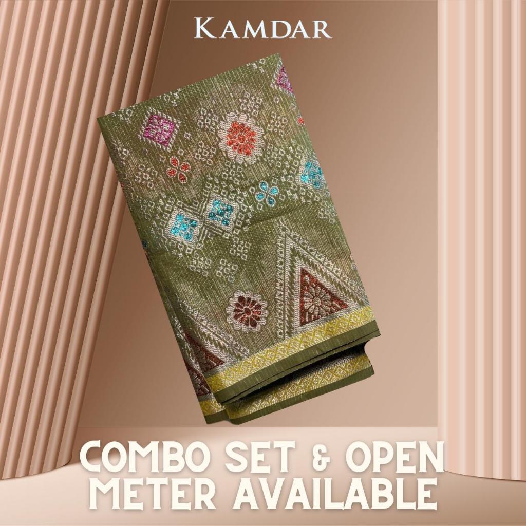 KAMDAR Combo Set Vienna Lace Bidang 58'' & Songket Pastel Bidang 44"  Kain Pasang - Ironless & Tak Jarang