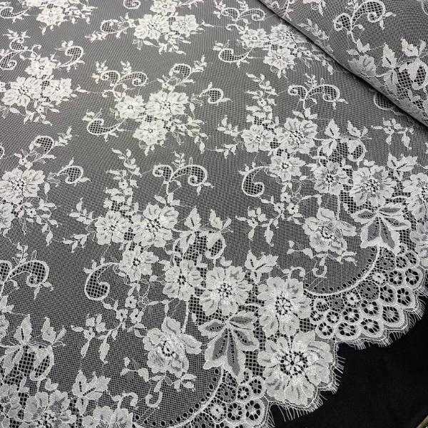 Chantilly Eyelash Lace Panel with Satin Lining – 3m, 58" Wide