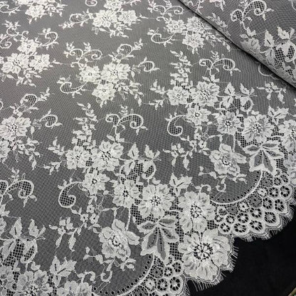 Chantilly Eyelash Lace Panel with Satin Lining – 3m, 58" Wide