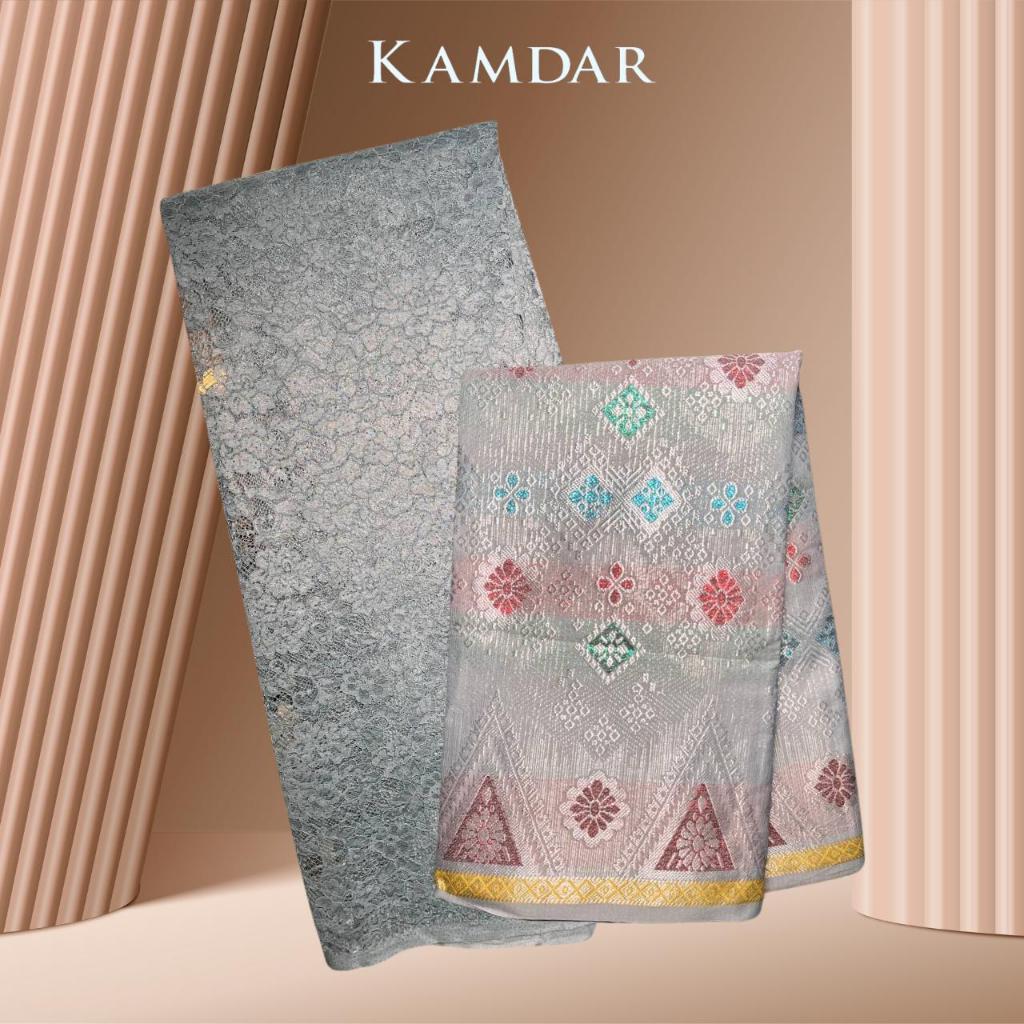 KAMDAR Combo Set Vienna Lace Bidang 58'' & Songket Pastel Bidang 44"  Kain Pasang - Ironless & Tak Jarang