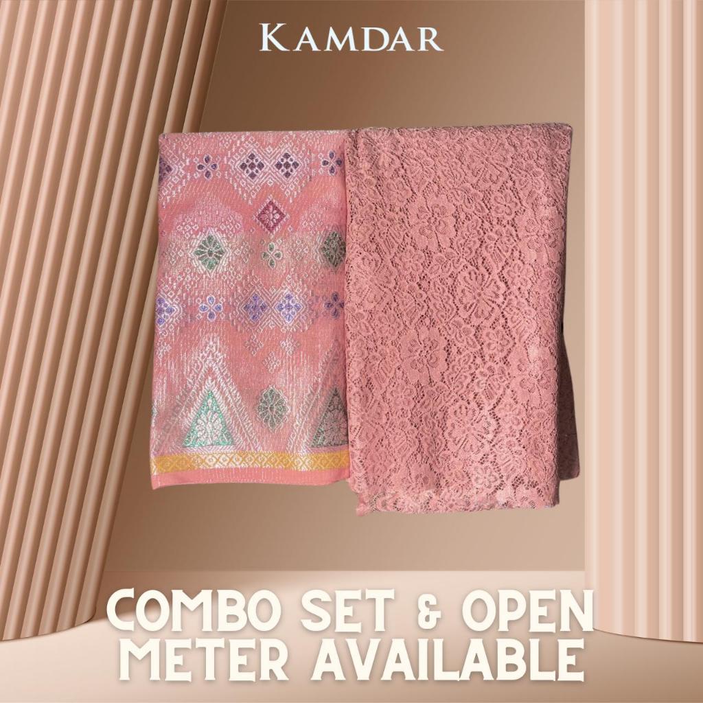 KAMDAR Combo Set Vienna Lace Bidang 58'' & Songket Pastel Bidang 44"  Kain Pasang - Ironless & Tak Jarang
