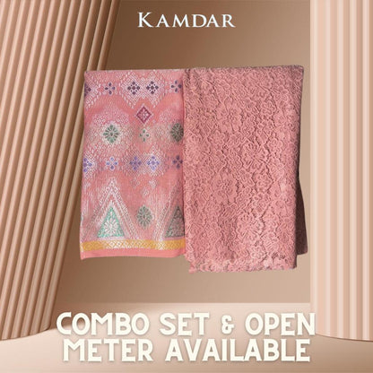 KAMDAR Combo Set Vienna Lace Bidang 58'' & Songket Pastel Bidang 44"  Kain Pasang - Ironless & Tak Jarang