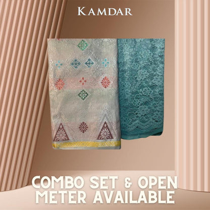 KAMDAR Combo Set Vienna Lace Bidang 58'' & Songket Pastel Bidang 44"  Kain Pasang - Ironless & Tak Jarang