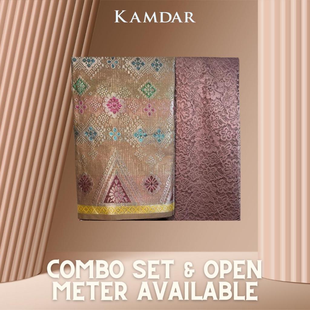 KAMDAR Combo Set Vienna Lace Bidang 58'' & Songket Pastel Bidang 44"  Kain Pasang - Ironless & Tak Jarang