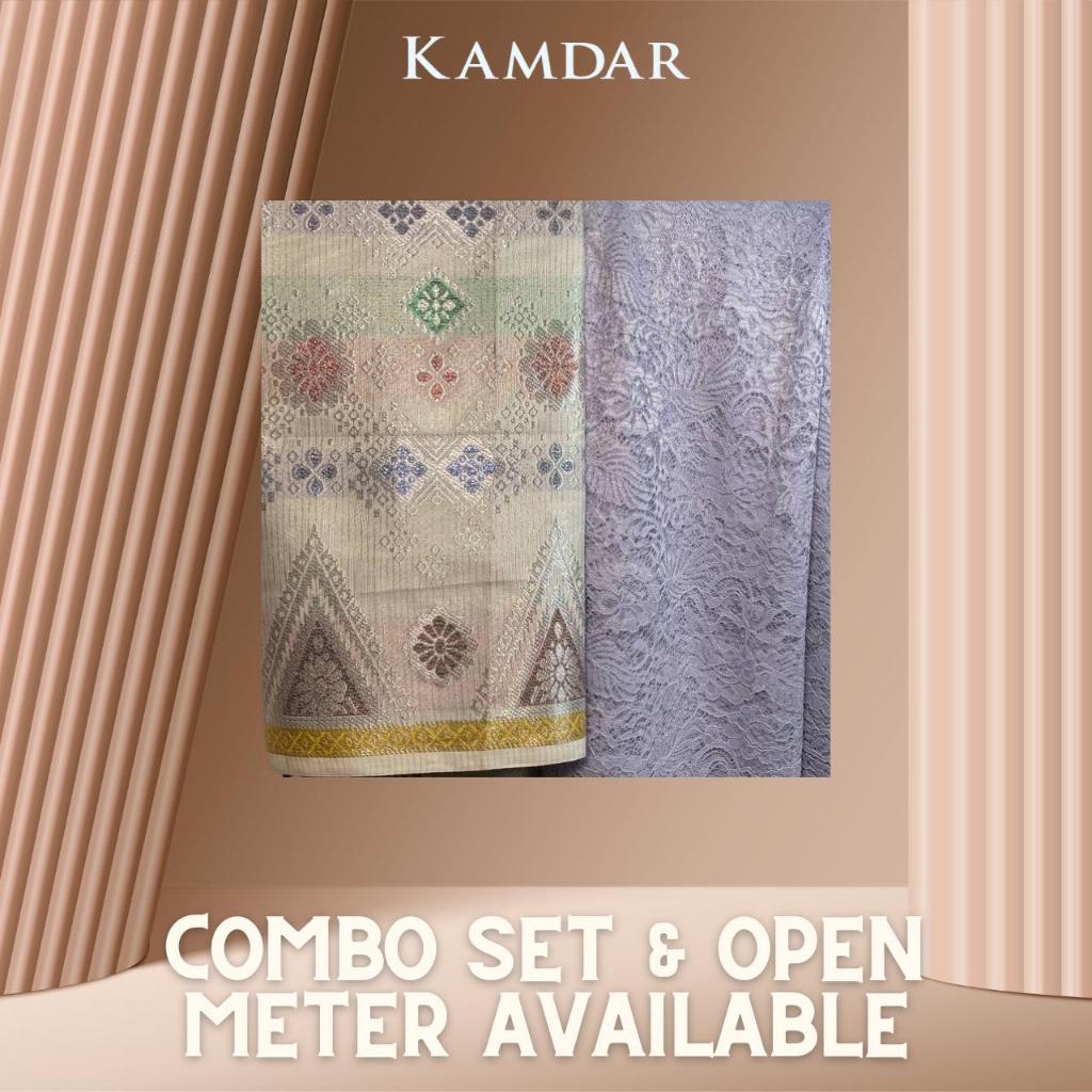 KAMDAR Combo Set Vienna Lace Bidang 58'' & Songket Pastel Bidang 44"  Kain Pasang - Ironless & Tak Jarang