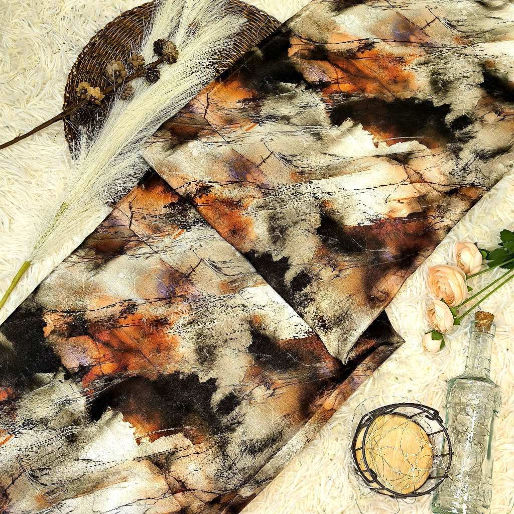 KAMDAR – Serenity Satin Digital Prints | Corak Abstract Ink | Satin Eksklusif