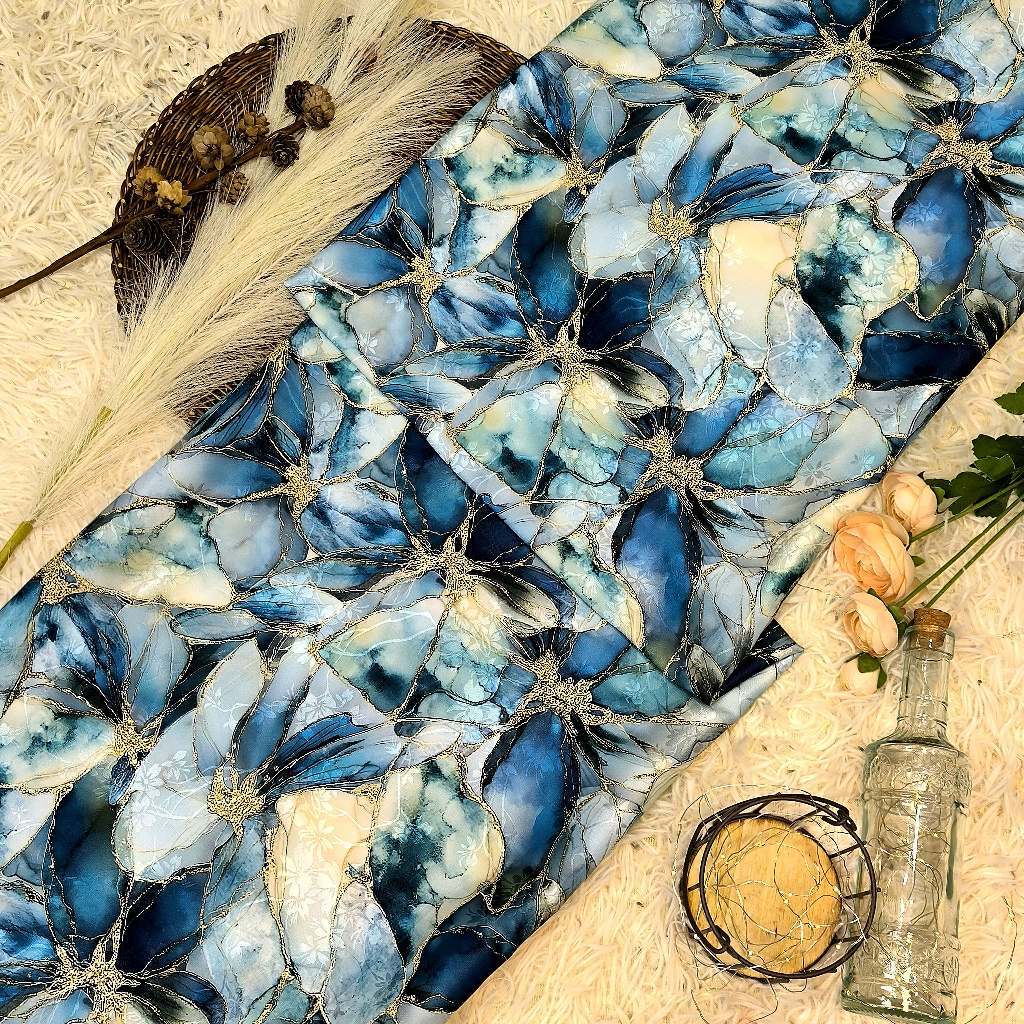 KAMDAR – Serenity Satin Digital Prints | Corak Abstract Ink | Satin Eksklusif